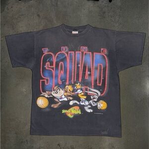1996 Vintage Space Jam Looney Tunes Tune Squad T-Shirt Faded Black